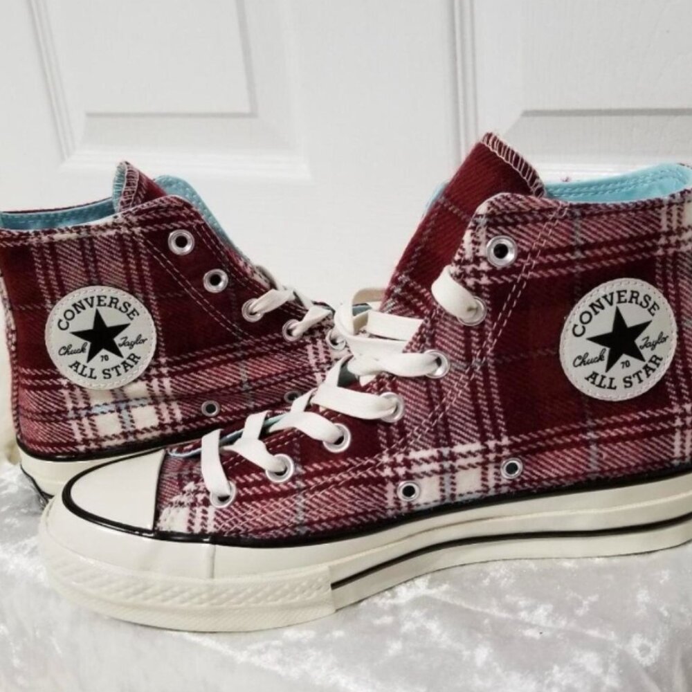 8.5 Mens Converse Chuck Taylor All Star 70 HiPlaid Pack Dark Burgundy